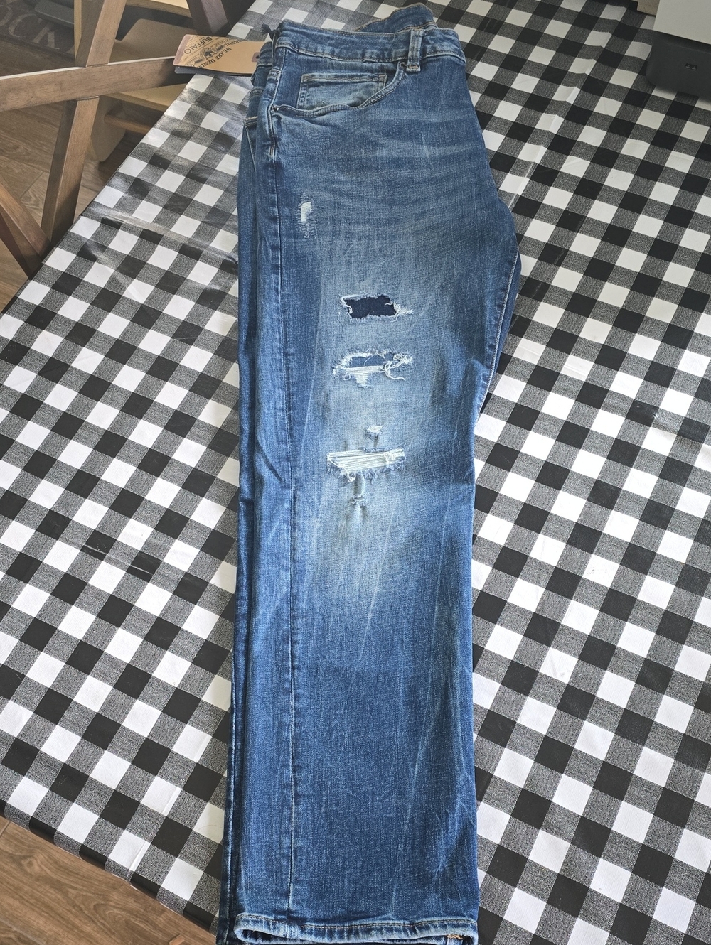 Buffalo David Bitton Men's Straight Distressed Blue Jeans